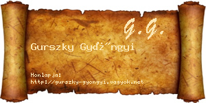 Gurszky Gyöngyi névjegykártya
